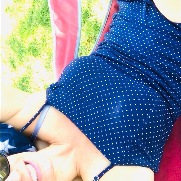 Forever 21 blue with white polka dot mini dress - Picture 4 of 10